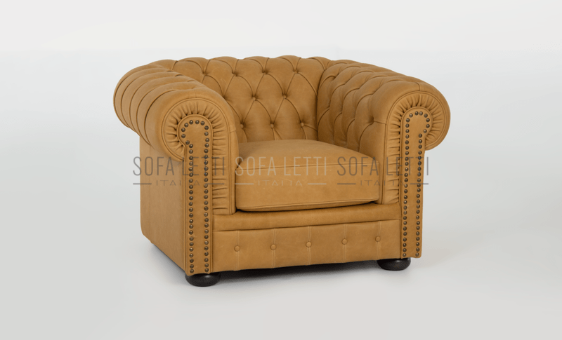 Poltrona mod. Chester - Finitura frontale braccioli con chiodini