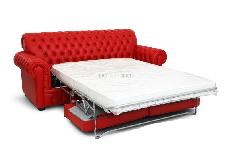 Divano 3 posti con  letto 140x190x14 cm.  mod. Chesterfield 
