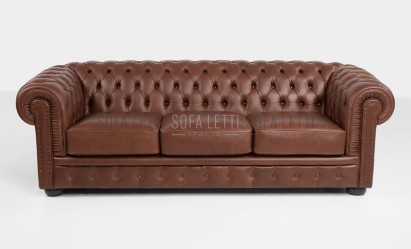Divano chester 3 posti vera pelle