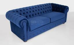 Divano con bottoni mod. Chester in velluto blu