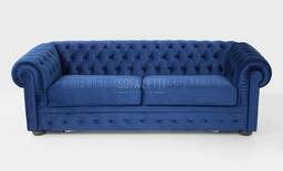 Divano chesterfield - rivestimento in velluto azzurro  - colori a scelta 