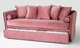 Divano doppio letto estraibile con finitura bordi con cordino