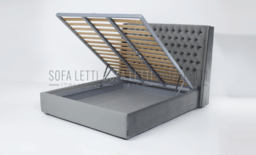 Letto con box contenitore - piano letto con doghe -doppia barra di rinforzo centrale