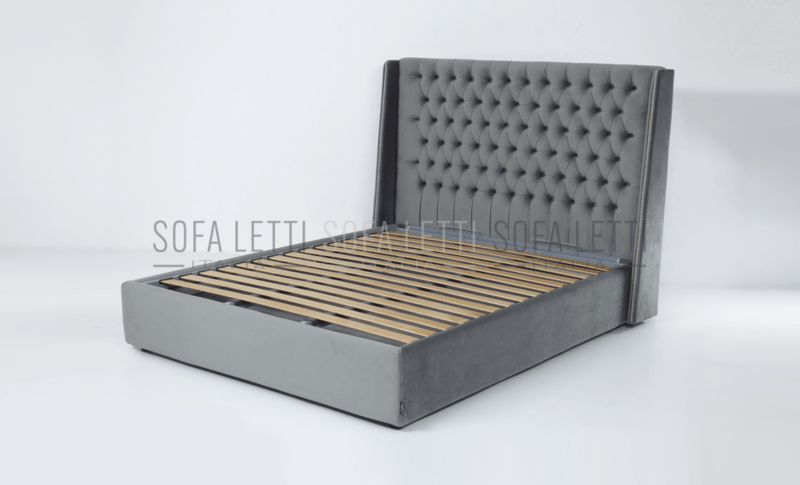 Letto Capitonnè rivestimento in velluto colore grigio 23