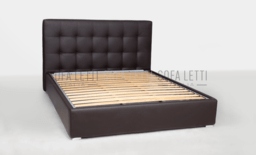 Letto matrimoniale con box contenitore,  testata con tiranti interni 