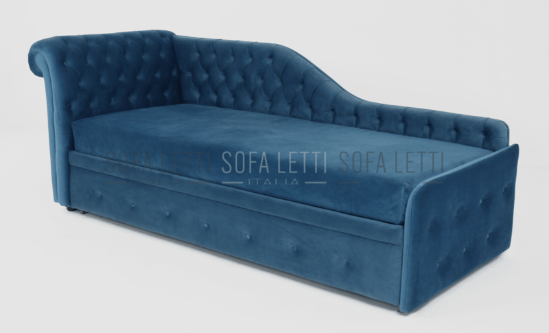 Dormosa Capitonné - Doppio Letto Estraibile  - rivestimento in velluto col. 16 azzurro
