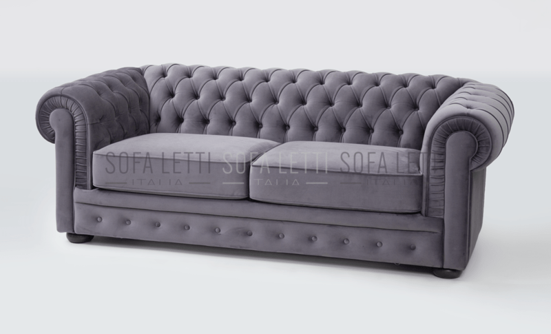 Divano 2 posti max rivestimento  velluto col.  23 grigio