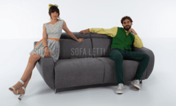 Divano letto con rivestimento in tessuto lux 5 col. 24 grigio scuro