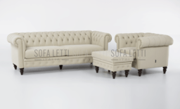 esempio di composizione con poltrona e pouf 