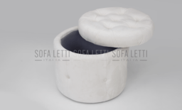 Pouf tondo contenitore velluto bianco