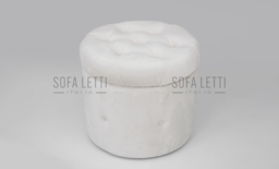 Pouf tondo contenitore velluto bianco
