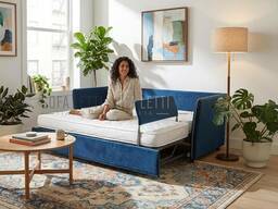 Divano doppio letto estraibile con finitura bordi con cordino