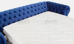 Divano mod. chesterfield - rivestimento in velluto azzurro - dettaglio materasso
