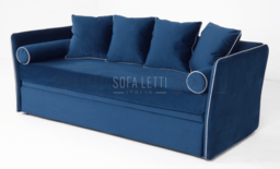 divano doppio letto singolo e matrimoniale - rivestimento sfoderabile in velluto colore blu